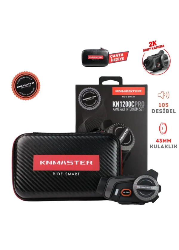 KNMASTER KN1200C Kameralı Motosiklet Kask İnterkom Bluetooth Intercom Kulaklık Seti