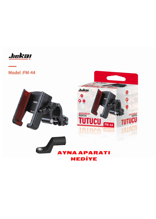 FM-44 MOTOSİKLET TELEFON TUTUCU AYNA VE GİDON APARATLI
